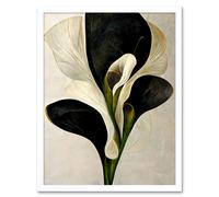 Artery8 Wall Art Print Beautiful White Calla Lily Flower Abstract Bouquet Art Framed | Size: W12" x H16" Artery8 White W12" x H16"