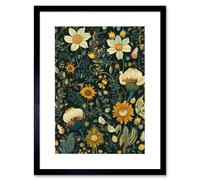 Artery8 Wall Art Print Bee Flying over Flower Wildflower Spring Field Artwork Framed 9X7 Inch in Black | Size: W7" x H9" Artery8 Black W7" x H9"