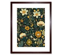 Artery8 Wall Art Print Bee Flying over Flower Wildflower Spring Field Artwork Framed 9X7 Inch in Brown | Size: W7" x H9" Artery8 Brown W7" x H9"