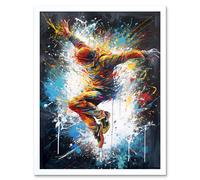 Artery8 Wall Art Print Before the Land Parkour Jump Paint Splat Portrait Art Framed in White | Size: W12" x H16" Artery8 White W12" x H16"