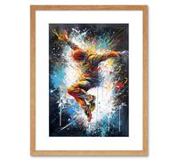 Artery8 Wall Art Print Before the Land Parkour Jump Paint Splat Portrait Artwork Framed 9X7 Inch in Beige | Size: W7" x H9" Artery8 Beige W7" x H9"