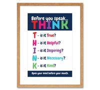 Artery8 Wall Art Print Before You Speak Think Life Inspirational Framed in Beige | Size: W7" x H9" Artery8 Beige W7" x H9"