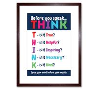 Artery8 Wall Art Print Before You Speak Think Life Inspirational Framed in Brown | Size: W7" x H9" Artery8 Brown W7" x H9"