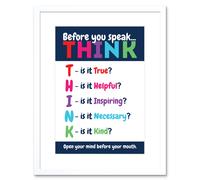 Artery8 Wall Art Print Before You Speak Think Life Inspirational Framed in White | Size: W7" x H9" Artery8 White W7" x H9"