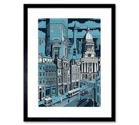 Artery8 Wall Art Print Belfast Cityscape City Centre Hall Linocut Style Artwork Framed 9X7 Inch