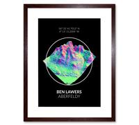 Artery8 Wall Art Print Ben Lawers Mountain Topography Perthshire Scotland Framed Art in Brown | Size: W7" x H9" Artery8 Brown W7" x H9"