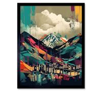 Artery8 Wall Art Print Ben Nevis & Fort William Modern Bold Landscape Art Framed in Black | Size: W12" x H16" Artery8 Black W12" x H16"