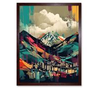 Artery8 Wall Art Print Ben Nevis & Fort William Modern Bold Landscape Art Framed in Brown | Size: W12" x H16" Artery8 Brown W12" x H16"