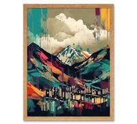 Artery8 Wall Art Print Ben Nevis & Fort William Modern Bold Landscape Art Framed in Light Oak | Size: W12" x H16" Artery8 Light Oak W12" x H16"