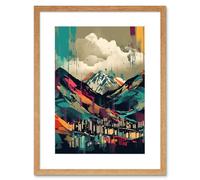Artery8 Wall Art Print Ben Nevis & Fort William Modern Bold Landscape Artwork Framed 9X7 Inch in Beige | Size: W7" x H9" Artery8 Beige W7" x H9"