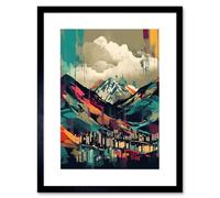 Artery8 Wall Art Print Ben Nevis & Fort William Modern Bold Landscape Artwork Framed 9X7 Inch in Black | Size: W7" x H9" Artery8 Black W7" x H9"