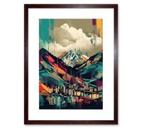 Artery8 Wall Art Print Ben Nevis & Fort William Modern Bold Landscape Artwork Framed 9X7 Inch in Brown | Size: W7" x H9" Artery8 Brown W7" x H9"