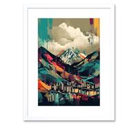 Artery8 Wall Art Print Ben Nevis & Fort William Modern Bold Landscape Artwork Framed 9X7 Inch in White | Size: W7" x H9" Artery8 White W7" x H9"