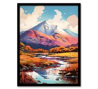 Wall Art Print Ben Nevis And Glen Nevis Scotland Landscape Painting Tranquil Scene Art Framed Artery8 Black W12 inch x H16 inch