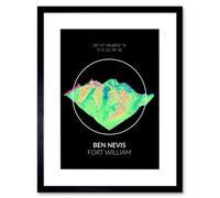 Artery8 Wall Art Print Ben Nevis Mountain Topography Highland Scotland Framed Art 9X7 Inch
