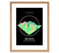 Artery8 Wall Art Print Ben Nevis Mountain Topography Highland Scotland Framed Art in Beige | Size: W7" x H9" Artery8 Beige W7" x H9"