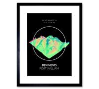 Artery8 Wall Art Print Ben Nevis Mountain Topography Highland Scotland Framed Art in Black | Size: W7" x H9" Artery8 Black W7" x H9"