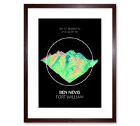 Artery8 Wall Art Print Ben Nevis Mountain Topography Highland Scotland Framed Art in Brown | Size: W7" x H9" Artery8 Brown W7" x H9"
