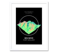 Artery8 Wall Art Print Ben Nevis Mountain Topography Highland Scotland Framed Art in White | Size: W7" x H9" Artery8 White W7" x H9"