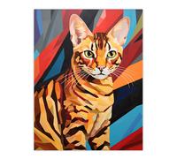 Artery8 Wall Art Print Bengal Geometric Bold Vibrant Screen Risograph Artwork Colourful Duotone Retro Riso Interior Design Poster | Size: W12" x H16" Artery8 Multicolor W12" x H16"