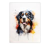 Artery8 Wall Art Print Bernese Mountain Lovers Gift Watercolour Pet Portrait Painting Artwork Poster | Size: W12" x H16" Artery8 Multicolor W12" x H16"