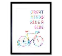 Artery8 Wall Art Print Bicycle Colourful Great Minds Ride Framed 9X7 Inch