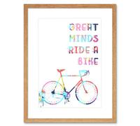 Artery8 Wall Art Print Bicycle Colourful Great Minds Ride Framed in Beige | Size: W7" x H9" Artery8 Beige W7" x H9"