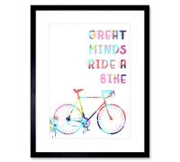 Artery8 Wall Art Print Bicycle Colourful Great Minds Ride Framed in Black | Size: W7" x H9" Artery8 Black W7" x H9"