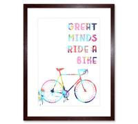 Artery8 Wall Art Print Bicycle Colourful Great Minds Ride Framed in Brown | Size: W7" x H9" Artery8 Brown W7" x H9"