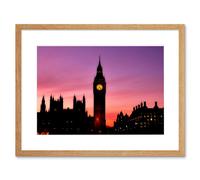 Artery8 Wall Art Print Big Ben Clock London Framed in Beige | Size: W7" x H9" Artery8 Beige W7" x H9"