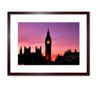 Artery8 Wall Art Print Big Ben Clock London Framed in Brown | Size: W7" x H9" Artery8 Brown W7" x H9"