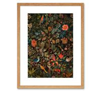 Artery8 Wall Art Print Birds on Blooming Trees in Spring Modern Folk Artwork Framed 9X7 Inch in Beige | Size: W7" x H9" Artery8 Beige W7" x H9"