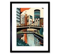 Artery8 Wall Art Print Birmingham City Centre Canal Geometric Cityscape Artwork Framed 9X7 Inch