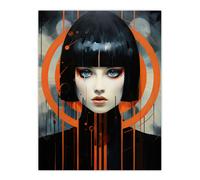 Artery8 Unframed Wall Art Blade Runner Style Bullseye Woman Futuristic Portrait - 12X16 Inch