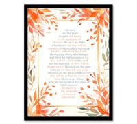 Artery8 Wall Art Print Blessed Beatitudes Sermon of the Mount Matthew Gospel Orange Framed Art | Size: W12" x H16" Artery8 Orange W12" x H16"