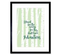 Artery8 Wall Art Print Blessed Curious Adventure Silver Birch Framed 9X7 Inch