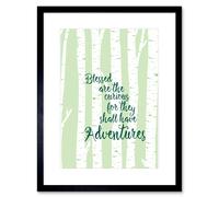 Artery8 Wall Art Print Blessed Curious Adventure Silver Birch Framed in Black | Size: W7" x H9" Artery8 Black W7" x H9"