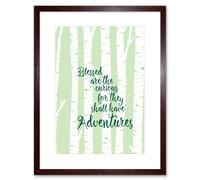 Artery8 Wall Art Print Blessed Curious Adventure Silver Birch Framed in Brown | Size: W7" x H9" Artery8 Brown W7" x H9"