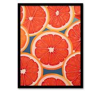 Artery8 Wall Art Print Blood Orange Slices on Blue Fun Graphic Painting Kitchen Artwork Framed | Size: W12" x H16" Artery8 Orange W12" x H16"