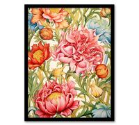 Artery8 Blooming Marvelous Floral Pattern Flower Illustration William Morris Style Artwork Framed Wall Art Print A4