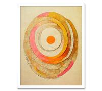 Artery8 Wall Art Print Bohemian Style Abstract Dreamcatcher Concentric Circles In Soft Pastel Colours Art Framed in White | Size: W12" x H16" Artery8 White W12" x H16"