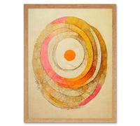 Artery8 Wall Art Print Bohemian Style Abstract Dreamcatcher Concentric Circles In Soft Pastel Colours Art Framed in Light Oak | Size: W12" x H16" Artery8 Light Oak W12" x H16"