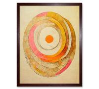 Artery8 Wall Art Print Bohemian Style Abstract Dreamcatcher Concentric Circles In Soft Pastel Colours Art Framed in Brown | Size: W12" x H16" Artery8 Brown W12" x H16"