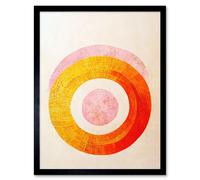 Artery8 Wall Art Print Boho Abstract Line Painting Pastel Patterned Autumn Circles Of Pink, Yellow & Orange Art Framed in Black | Size: W12" x H16" Artery8 Black W12" x H16"