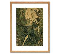 Artery8 Wall Art Print Boho Ballerina Dancing with the Forest Moon Artwork Framed 9X7 Inch in Beige | Size: W7" x H9" Artery8 Beige W7" x H9"