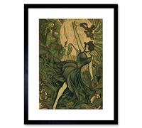 Artery8 Wall Art Print Boho Ballerina Dancing with the Forest Moon Artwork Framed 9X7 Inch in Black | Size: W7" x H9" Artery8 Black W7" x H9"