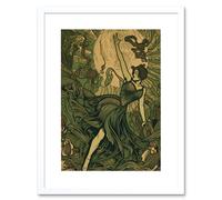 Artery8 Wall Art Print Boho Ballerina Dancing with the Forest Moon Artwork Framed 9X7 Inch in White | Size: W7" x H9" Artery8 White W7" x H9"