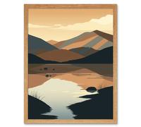 Artery8 Wall Art Print Boho Lakeside Mountain Landscape Art Framed in Light Oak | Size: W12" x H16" Artery8 Light Oak W12" x H16"