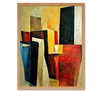 Artery8 Wall Art Print Bold Modern Abstract Cubism Acrylic Painting Art Framed in Light Oak | Size: W12" x H16" Artery8 Light Oak W12" x H16"