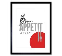 Artery8 Wall Art Print Bon Appetit Typography Framed in Black | Size: W7" x H9" Artery8 Black W7" x H9"